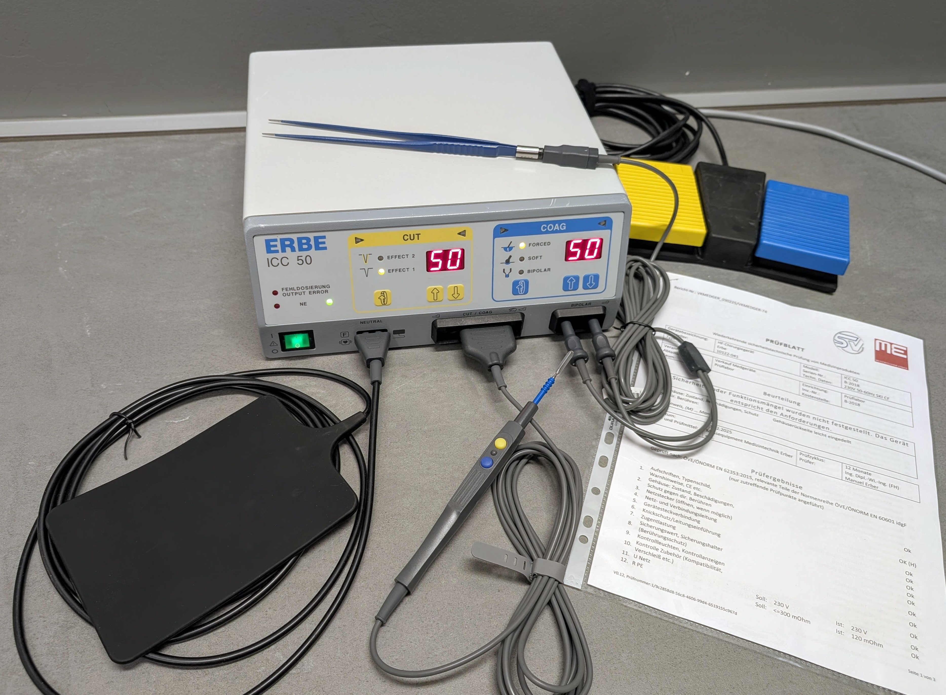 Erbe ICC 50 mit Zubehör & Prüfprotokoll