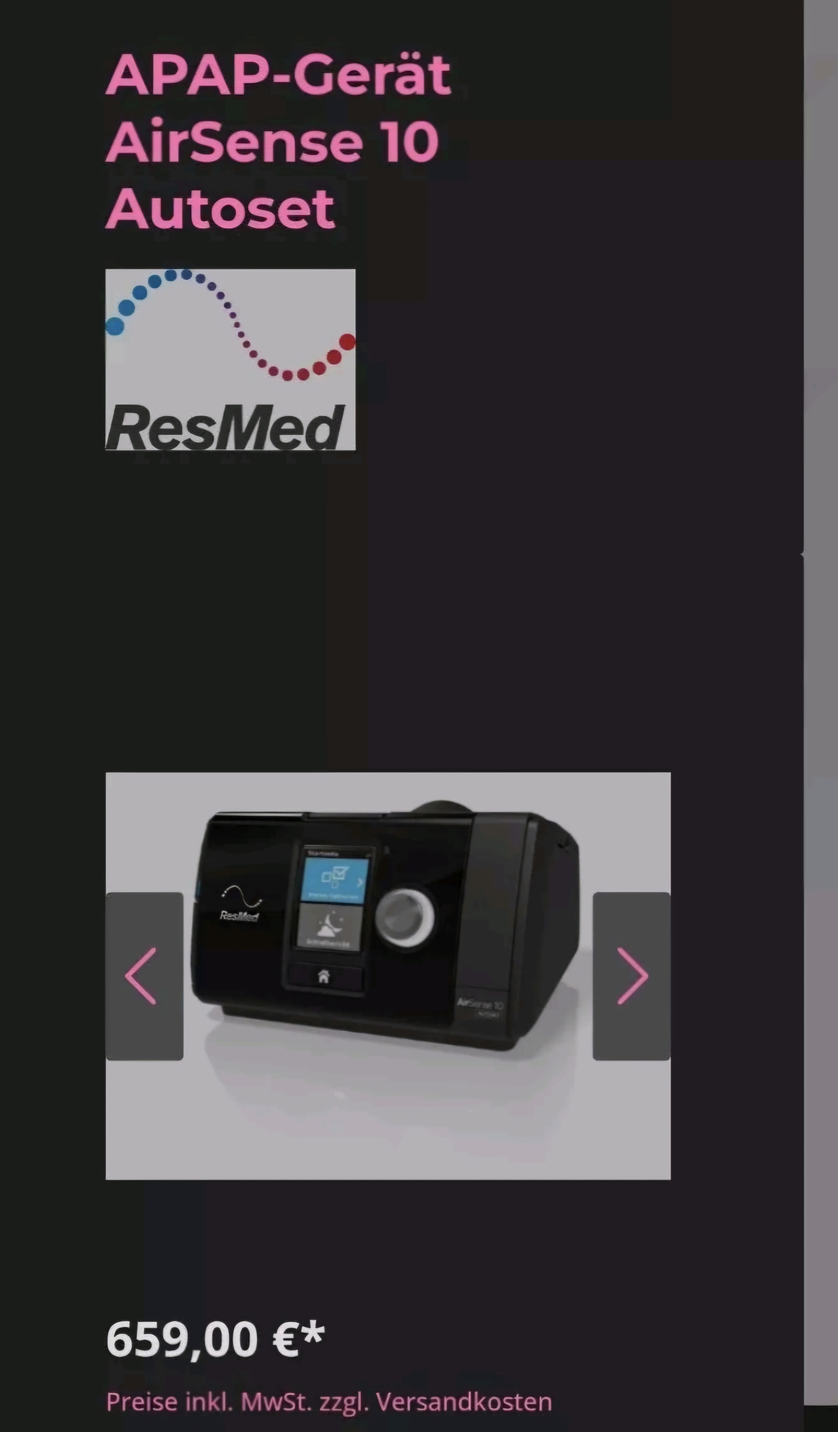 Schlaftherapiegerät Resmed Autoset 10 - Bild 2
