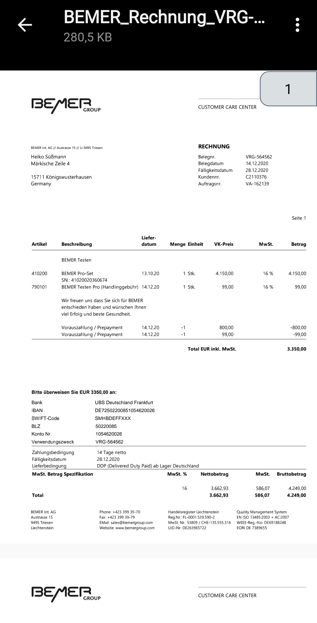 BEMER Pro-Set_2020_OVP